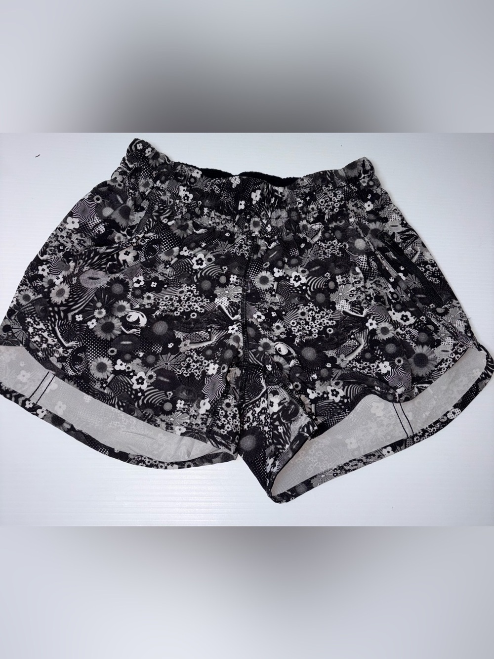 lululemon athletica Black and White Floral Athletic Shorts